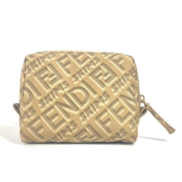 FENDI 8N0179 SKIMS collaboration logo Multi Pouch Cosmetics Pouch Nylon Beige - Picture 2 of 16